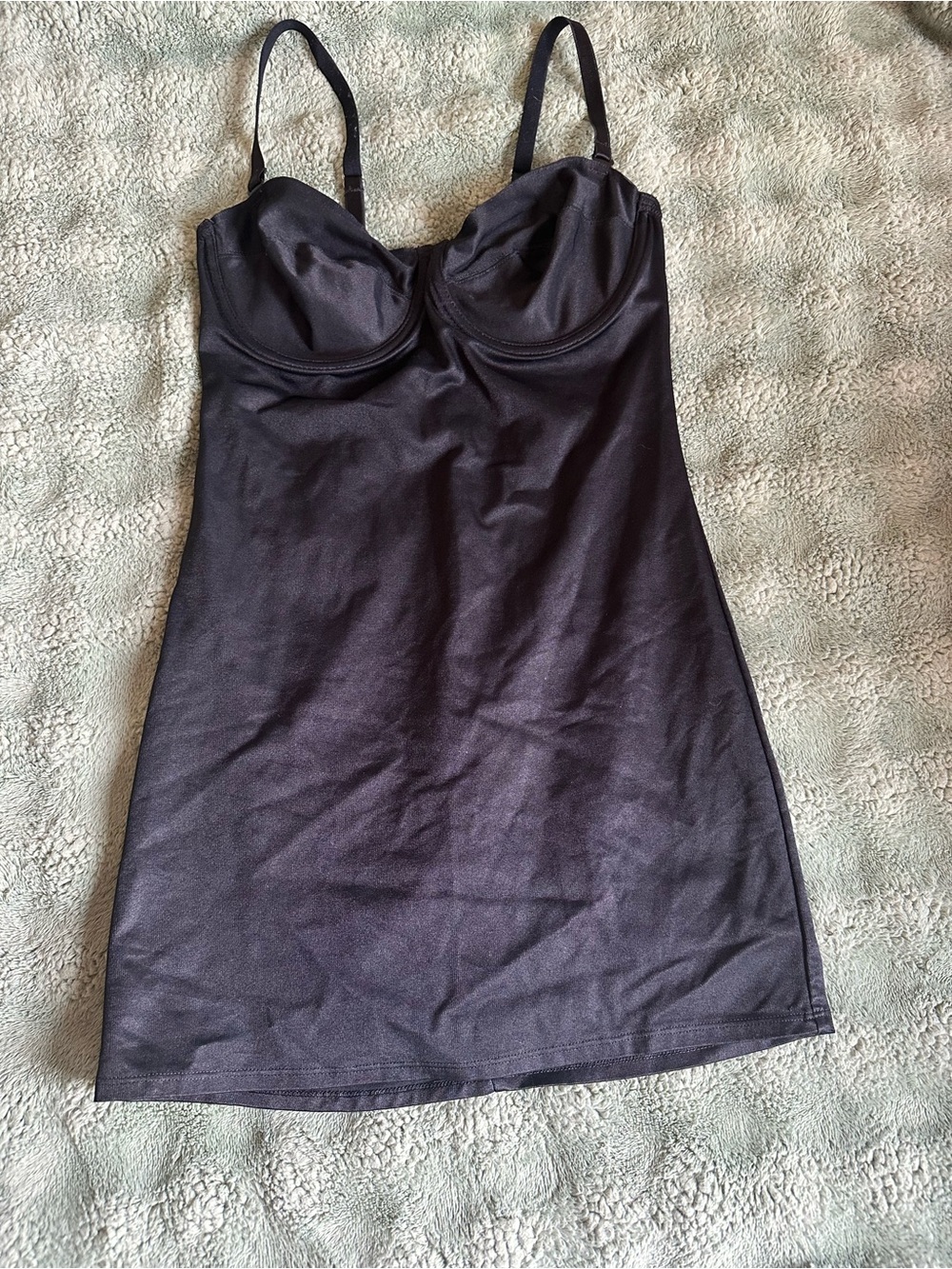 NANCY GANZ Body Slimmer Women's Black Slip Dress with Built-In Cups